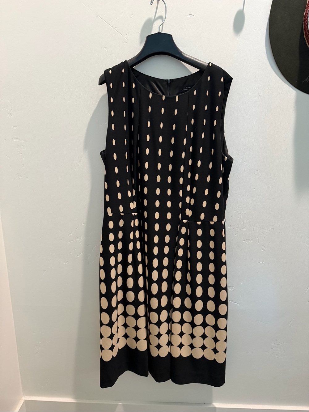 Tahari Black Dress with Beige Dot Gradient